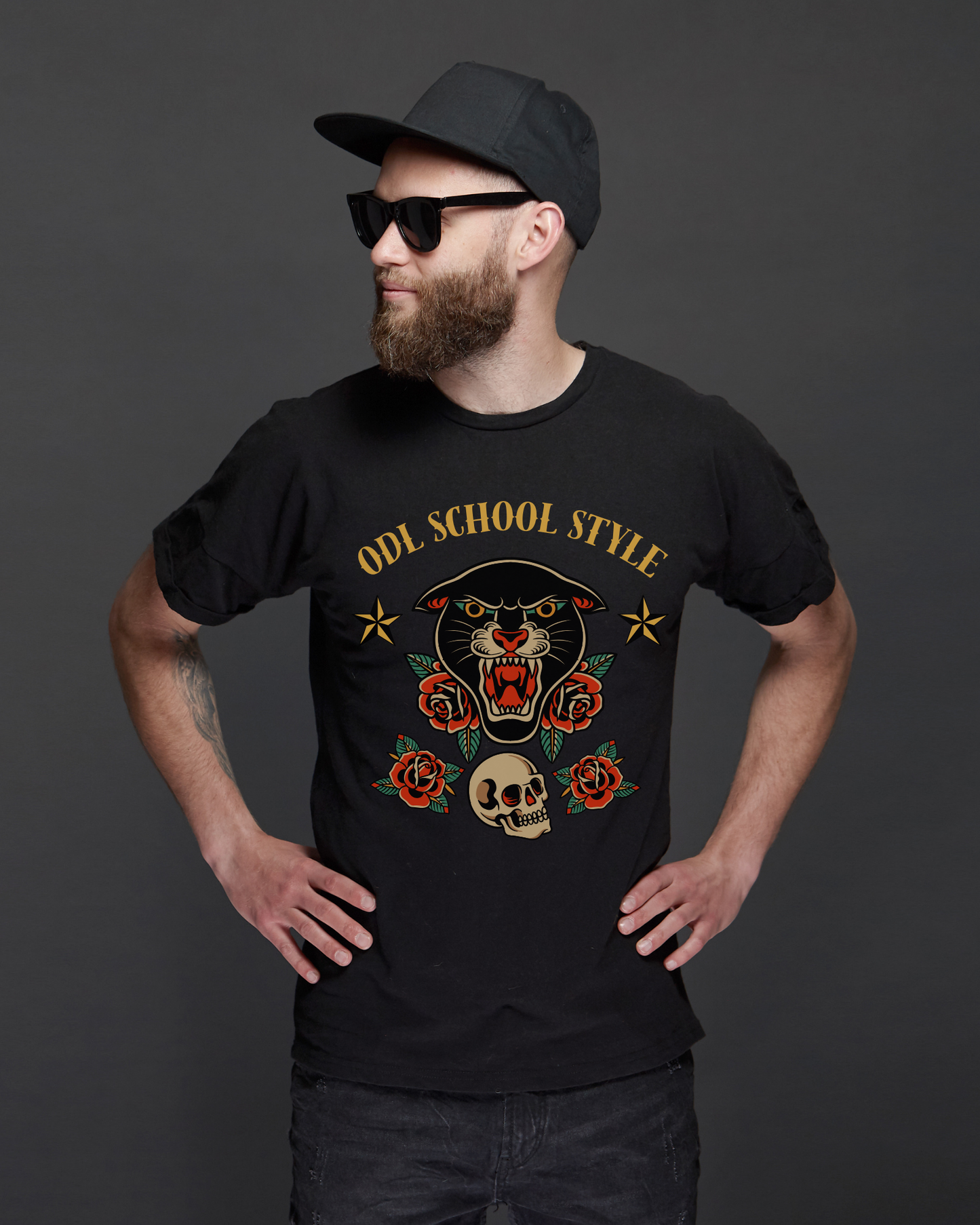 T-shirt branca "old school style" unissexo 190g, algodão, decote redondo