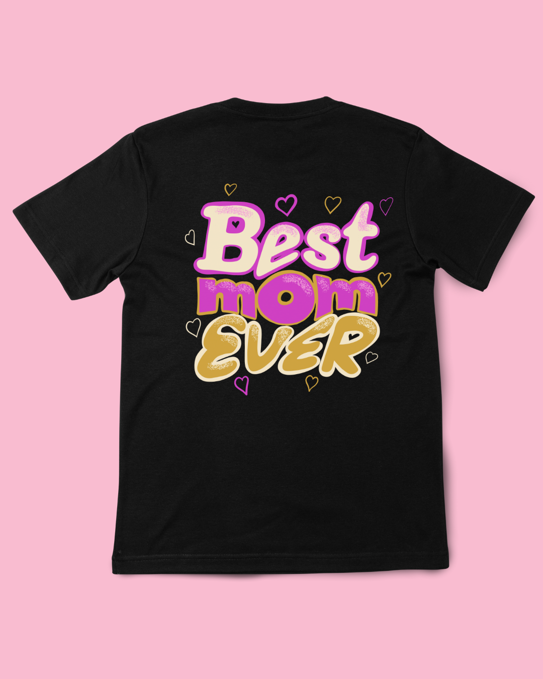 T-shirt para senhora preta, branca, rosa ou lavanda "best mom ever" senhora 150g, 100 % algodão