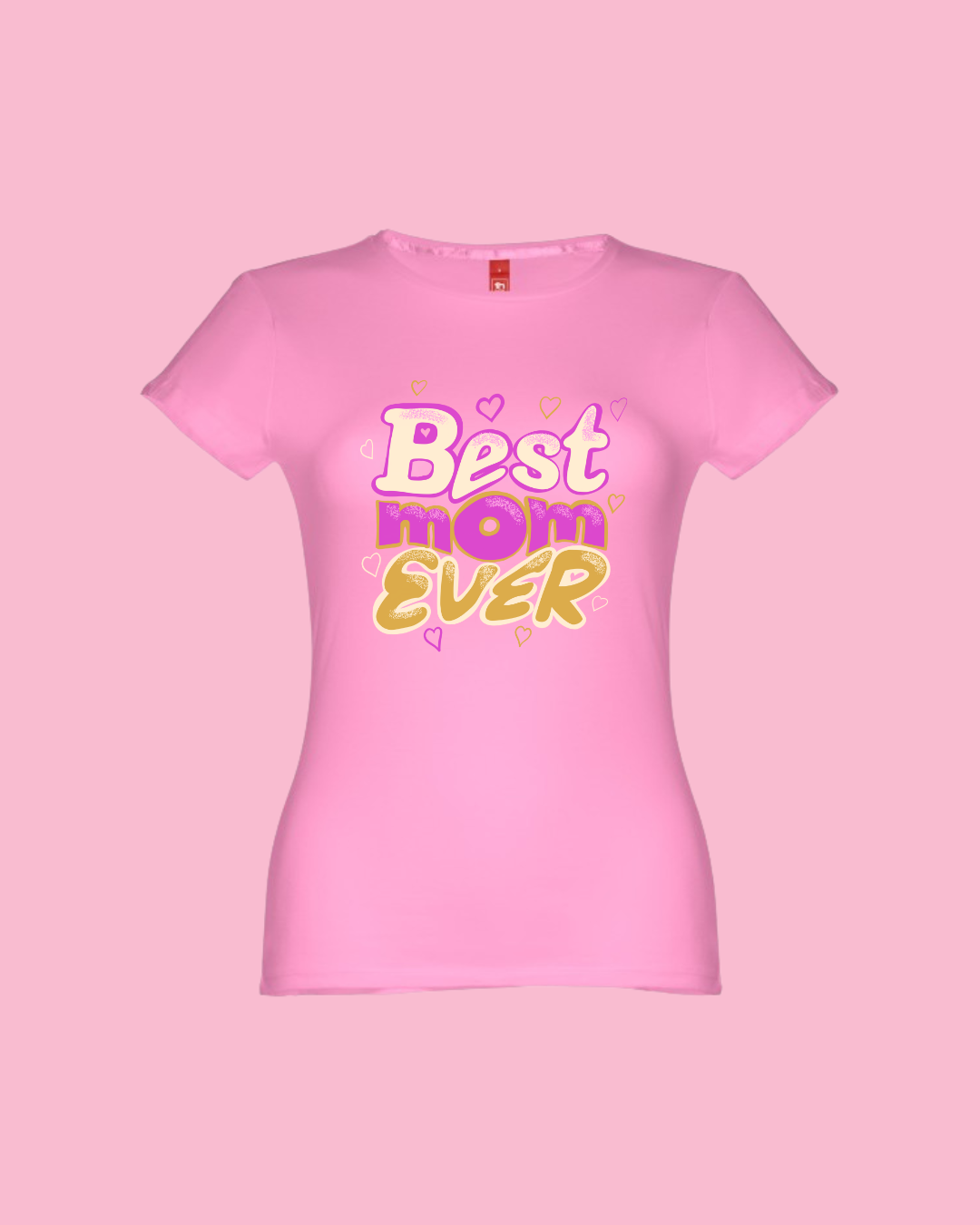 T-shirt para senhora preta, branca, rosa ou lavanda "best mom ever" senhora 150g, 100 % algodão