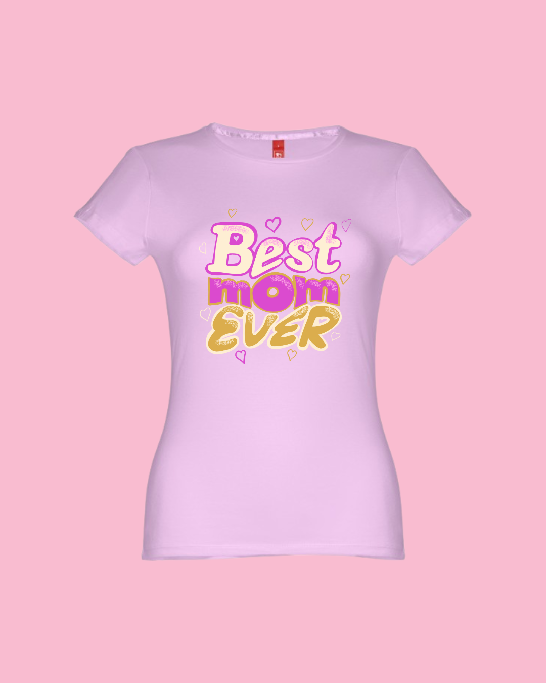 T-shirt para senhora preta, branca, rosa ou lavanda "best mom ever" senhora 150g, 100 % algodão
