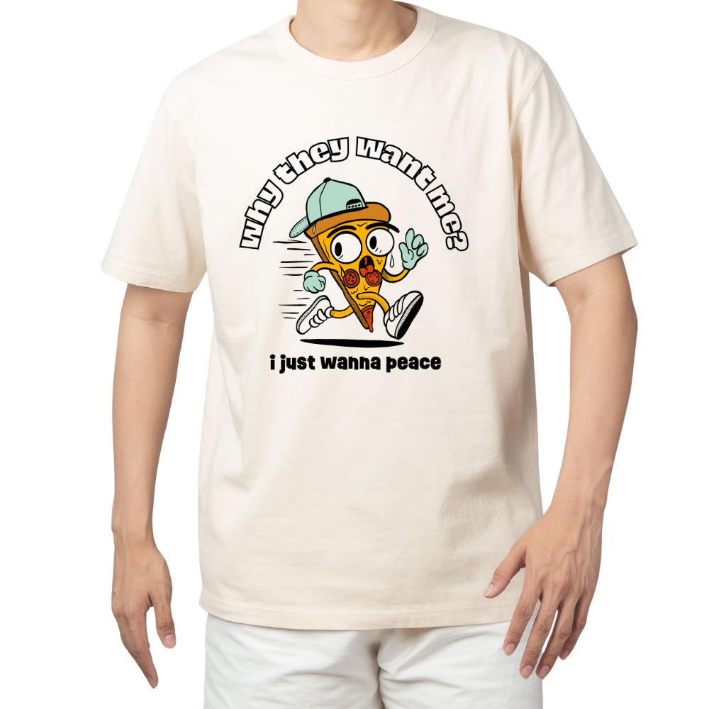 T-shirt branca "i just wanna peace" unissexo 190g, algodão, decote redondo