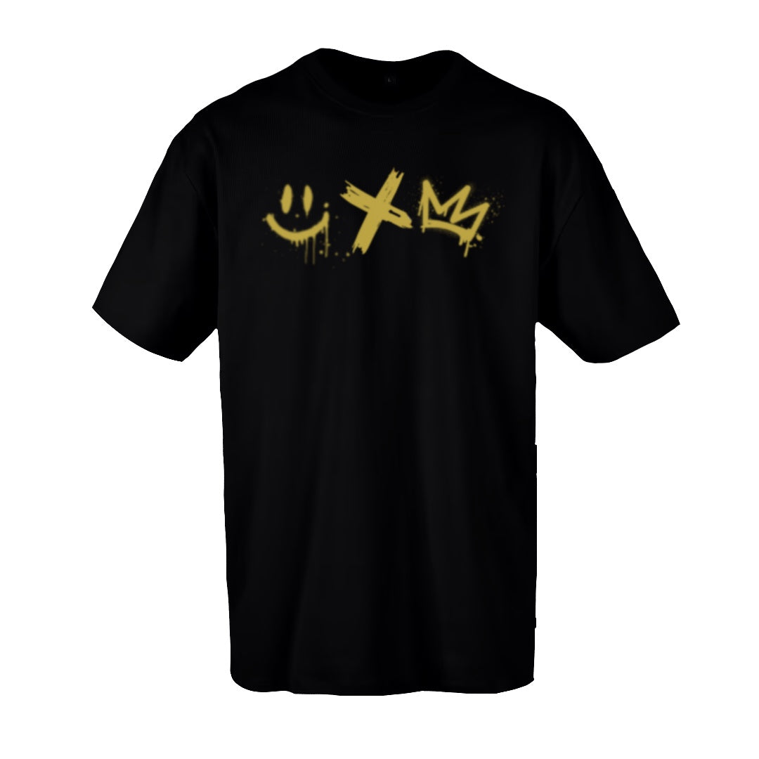 T-shirt oversize preta “Make your own rules!” 100% algodão, 200g