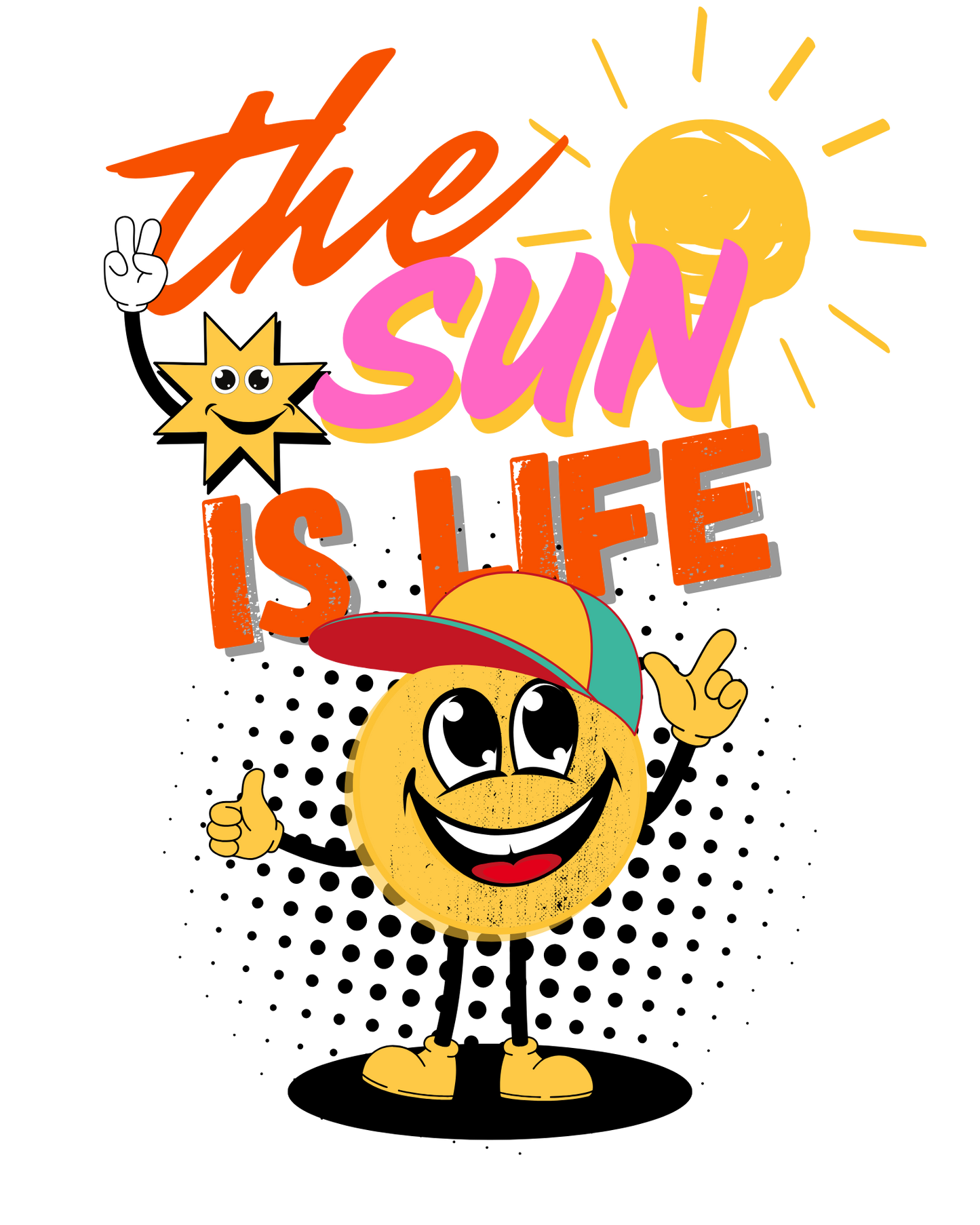 T-shirt creme "the sun is life"" unissexo 190g, algodão, decote redondo