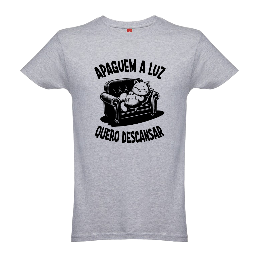 T-shirt branca "Apaguem a luz" unissexo 190g, algodão, decote redondo
