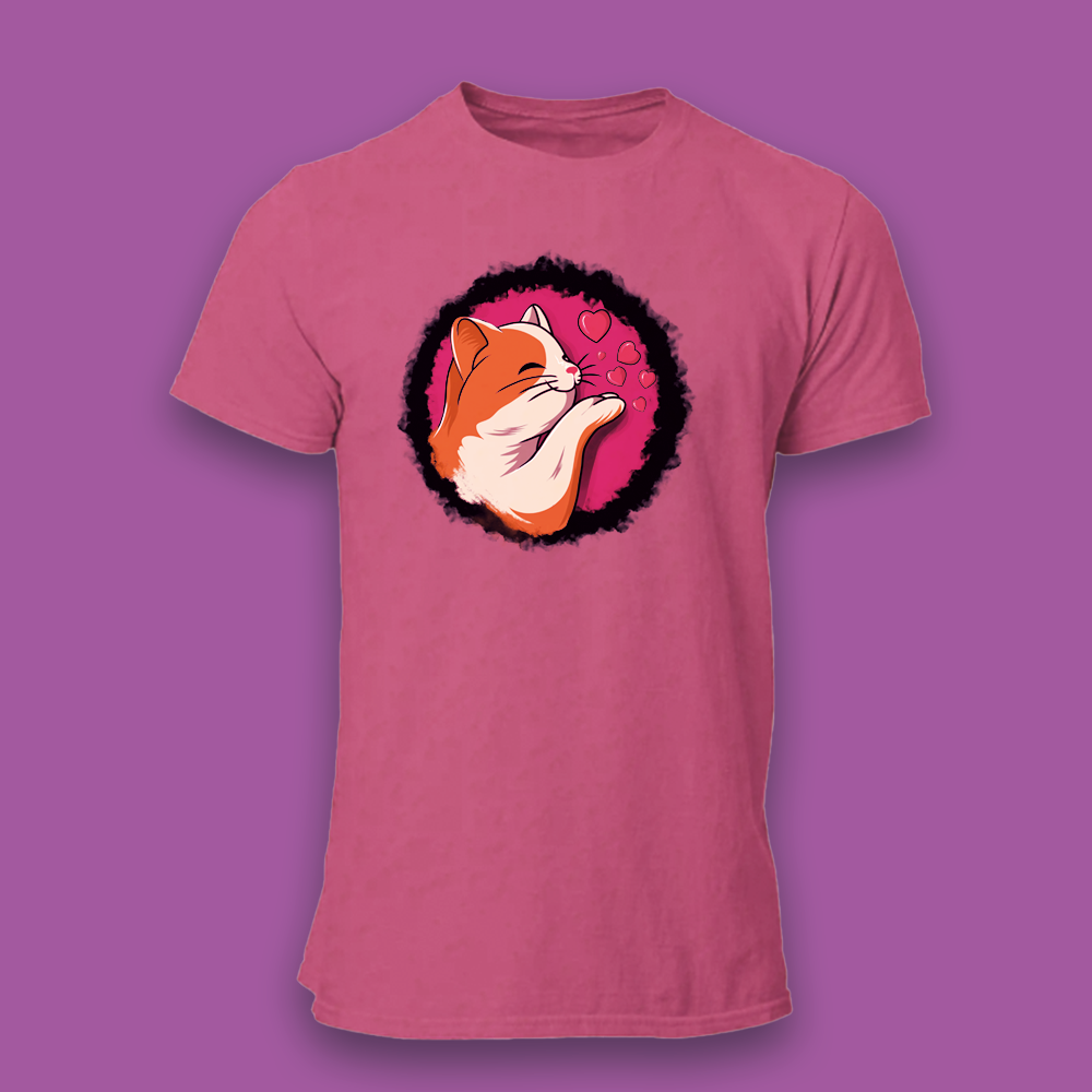 T-shirt preta "Cat lovers" unissexo 190g, algodão, decote redondo