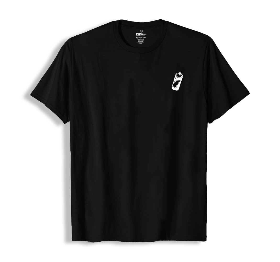 Black t-shirt with "Never Give Up" illustration, 190g cotton, DTF printing