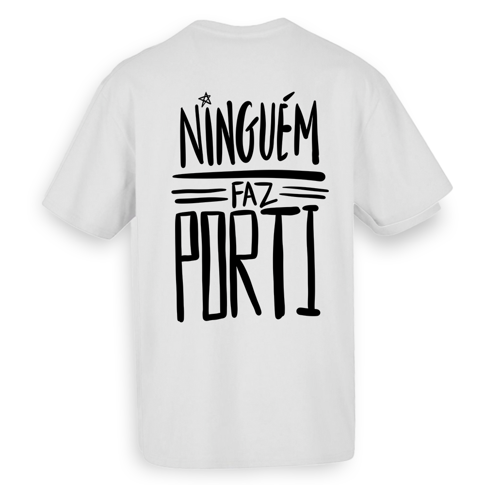 T-shirt oversize preta ou branca , "ninguém faz por ti", algodão, 200g