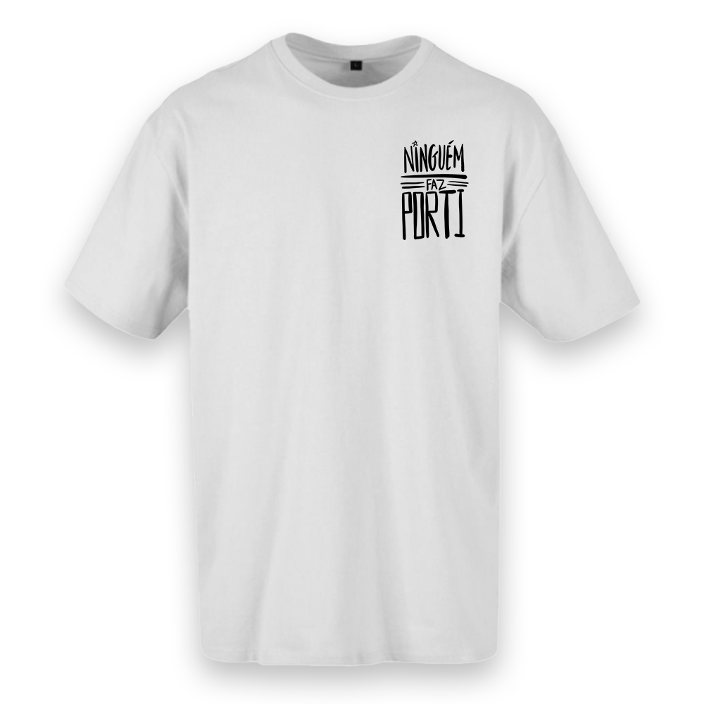 T-shirt oversize preta ou branca , "ninguém faz por ti", algodão, 200g