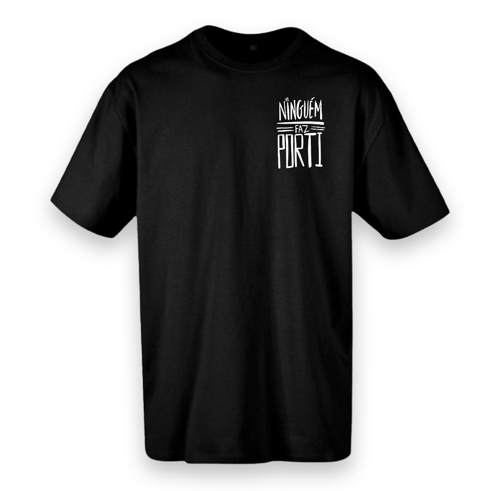T-shirt oversize preta ou branca , "ninguém faz por ti", algodão, 200g