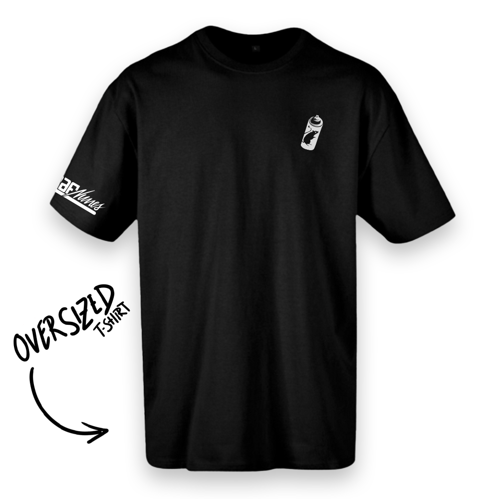 T-shirt oversized preta "Paint or die" , 200g , 100% algodão