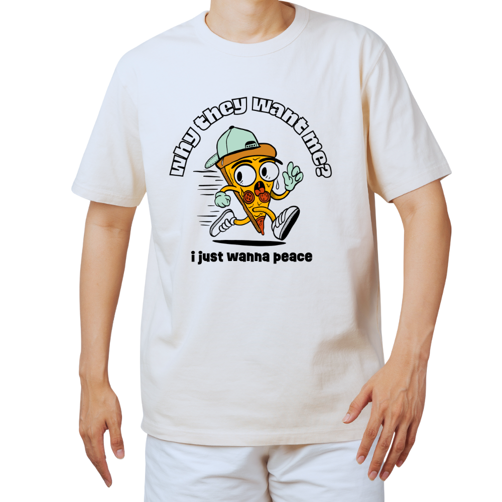 T-shirt branca "i just wanna peace" unissexo 190g, algodão, decote redondo