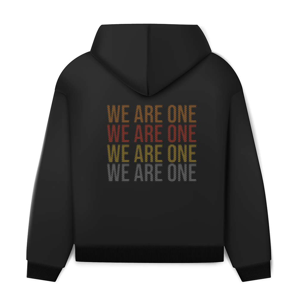 Black "we are one" hooded sweatshirt, Unisex, cotton/polyester
