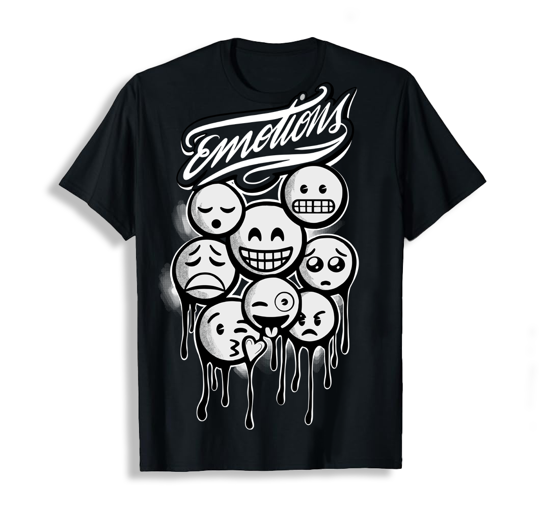 black t-shirt "emotions"
