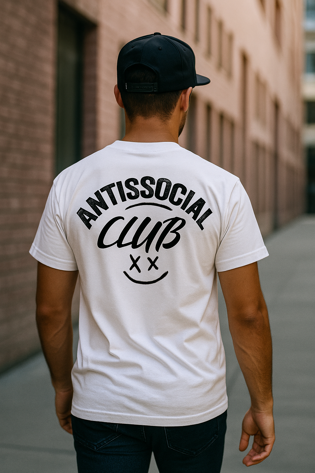 T-shirt oversize preta ou branca , "anti-social club", algodão, 200g