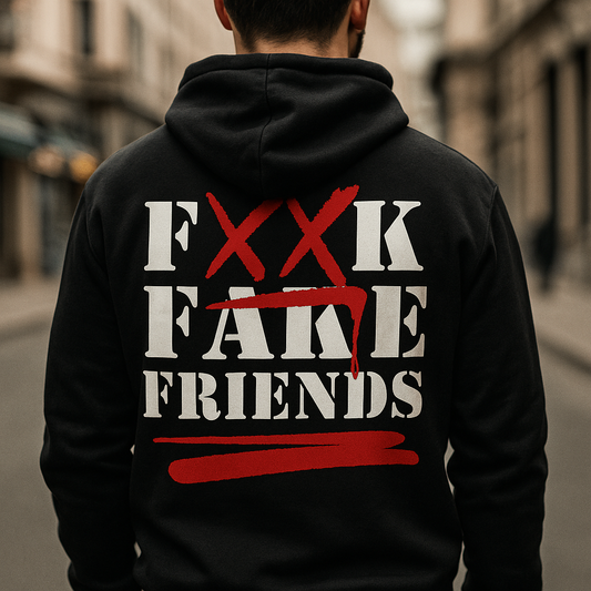 Sweatshirt preta "FXXK", unissexo com capuz - 320 g/m2, 50% algodão, 50% poliéster