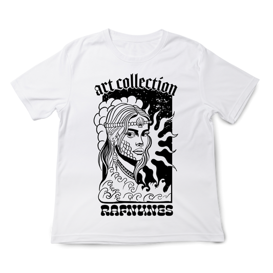 T-shirt regular preta ou branca, "deusa do mar", 100 % algodão, 190g