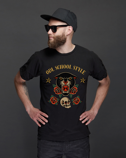 T-shirt branca "old school style" unissexo 190g, algodão, decote redondo