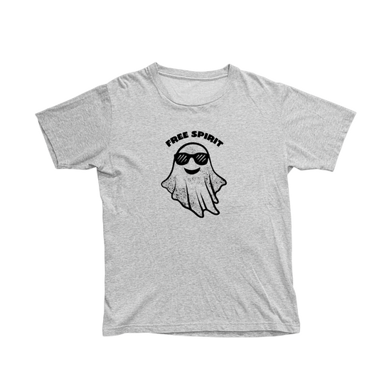 T-shirt preta "free spirit" unissexo 190g, algodão, decote redondo