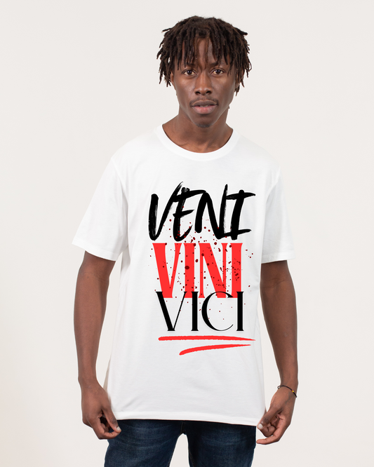 T-shirt preto ou branco , "VENI, VIDI, VICI", algodão, 190g