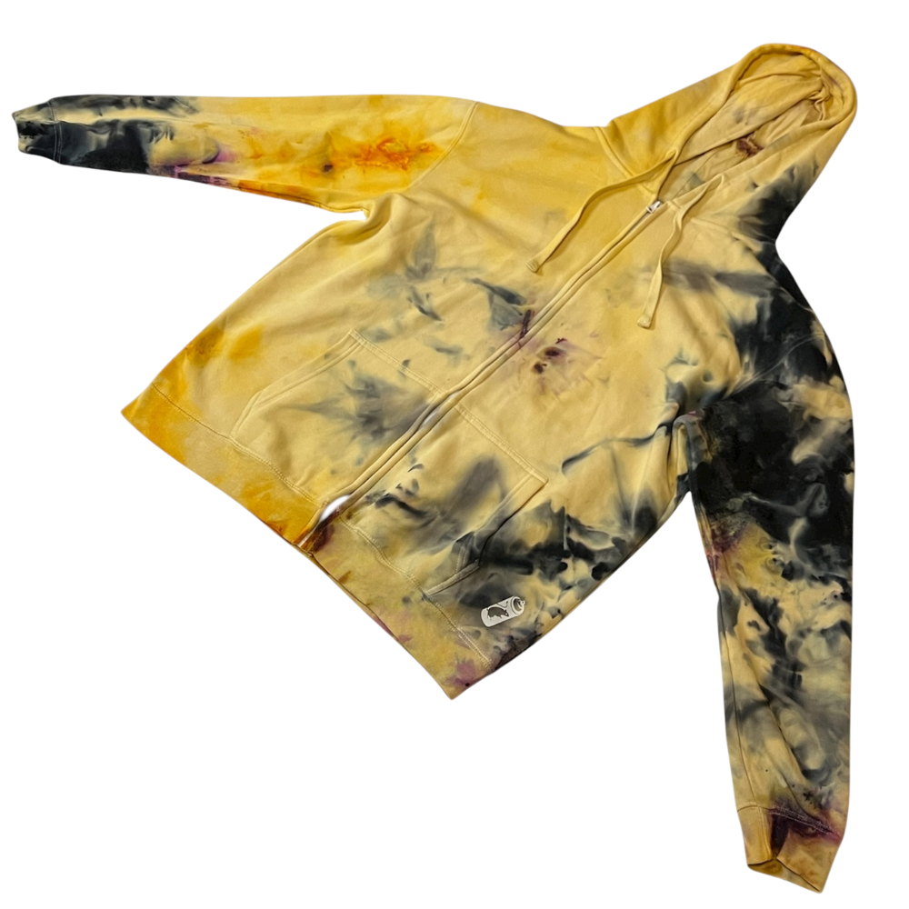 "yellow vs black" , casaco com fecho , tamanho XL, produto único