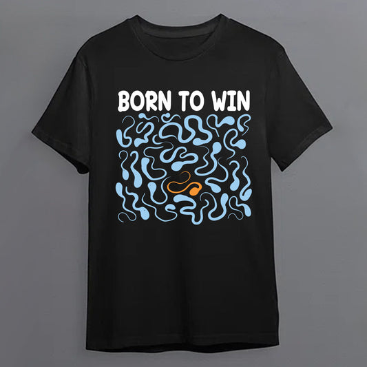 T-shirts preta , "born to win" , 190g, decote redondo