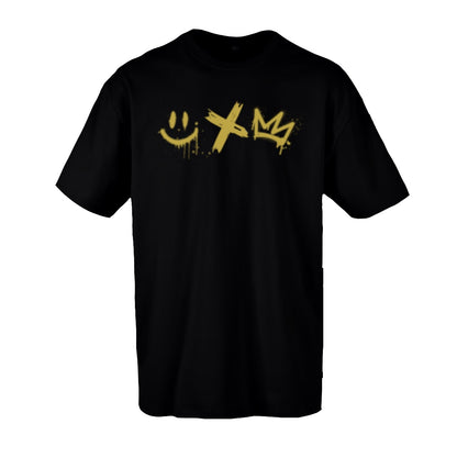 T-shirt oversize preta “Make your own rules!” 100% algodão, 200g