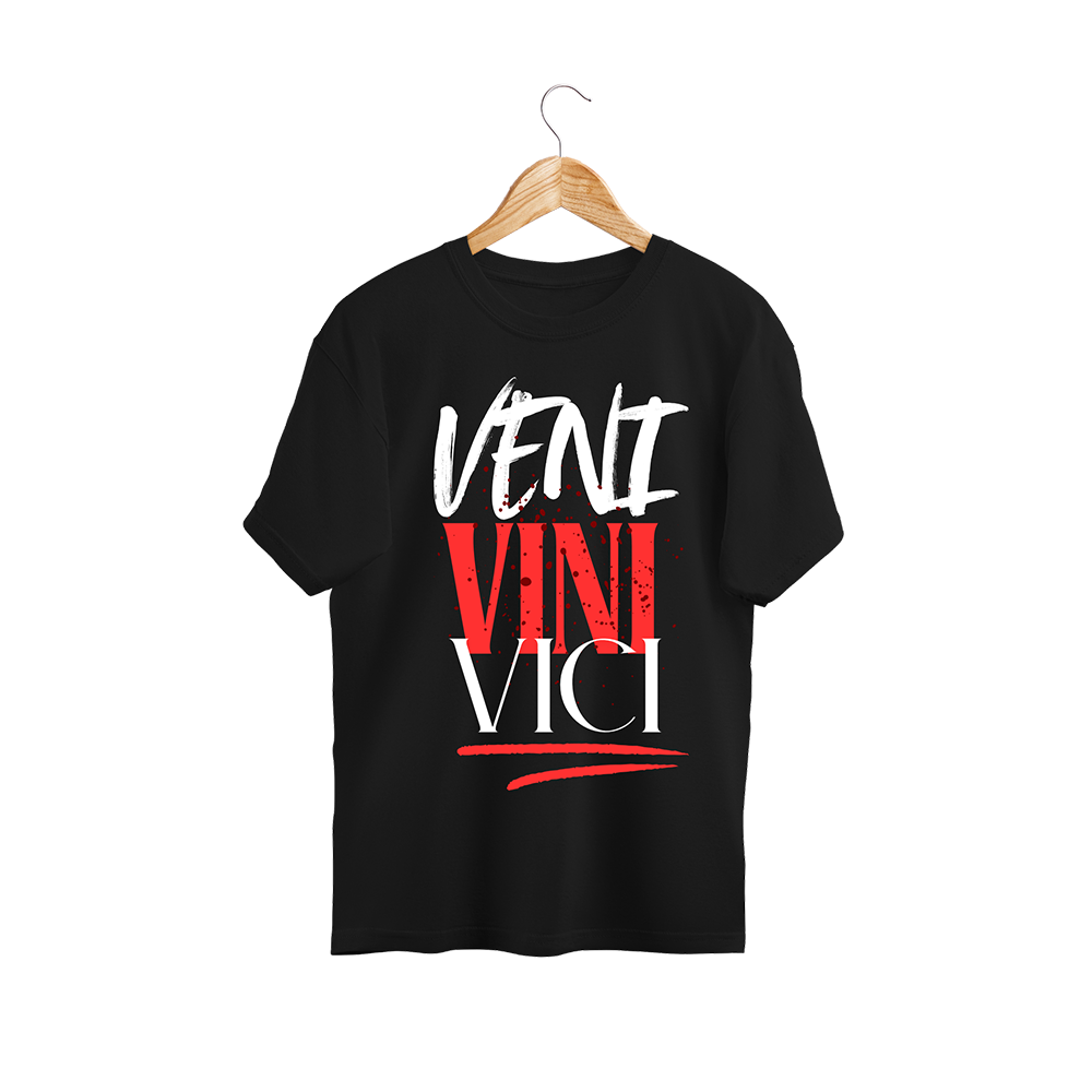 T-shirt preto ou branco , "VENI, VIDI, VICI", algodão, 190g