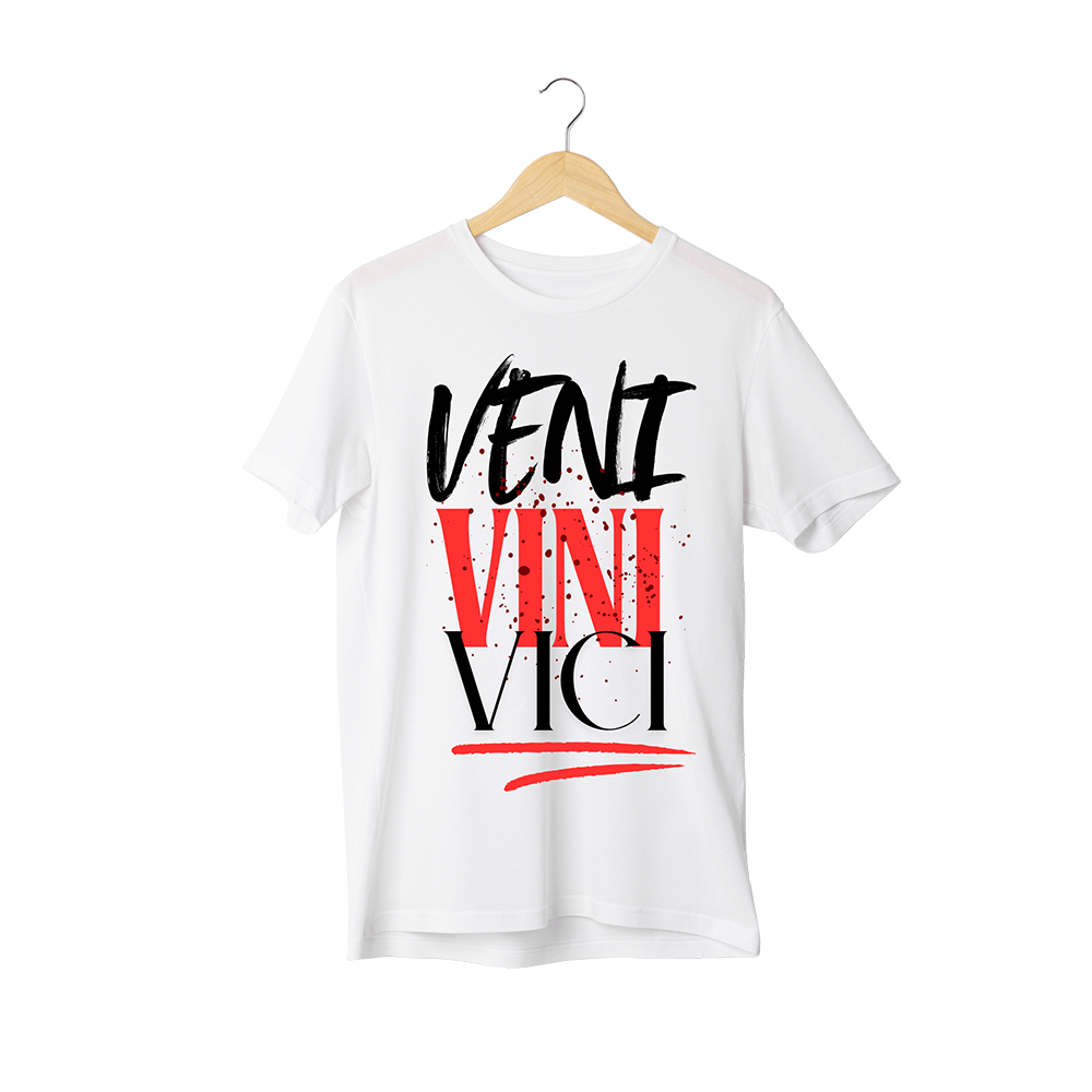 T-shirt preto ou branco , "VENI, VIDI, VICI", algodão, 190g