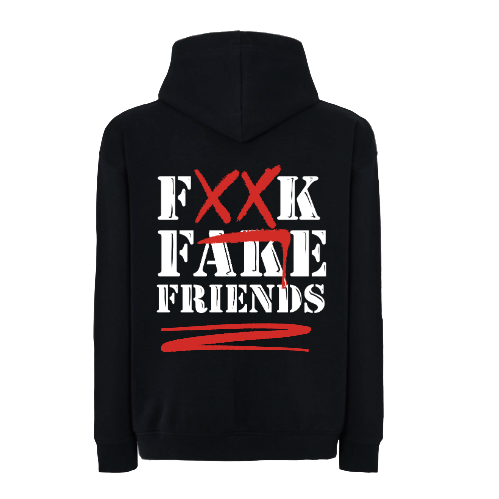 Sweatshirt preta "FXXK", unissexo com capuz - 320 g/m2, 50% algodão, 50% poliéster