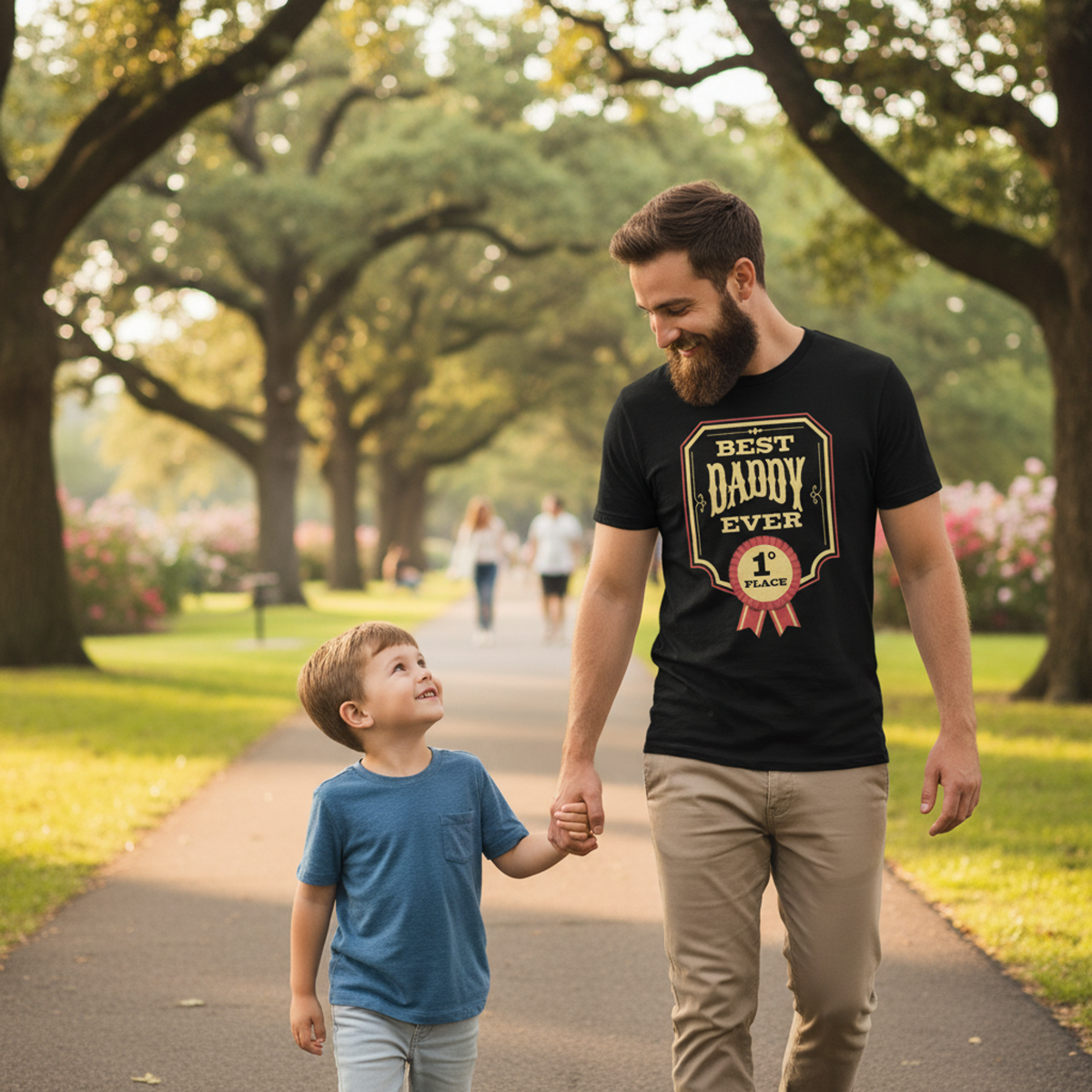 T-shirt preta "best daddy ever" unissexo 190g, algodão, decote redondo