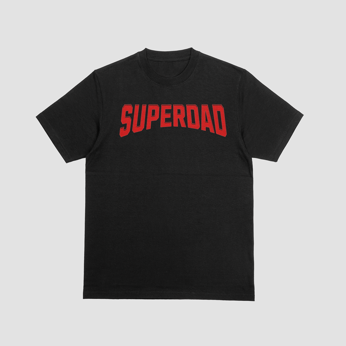 T-shirt preta "superdad" unissexo 190g, algodão, decote redondo