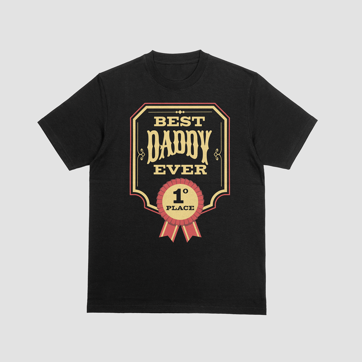 T-shirt preta "best daddy ever" unissexo 190g, algodão, decote redondo