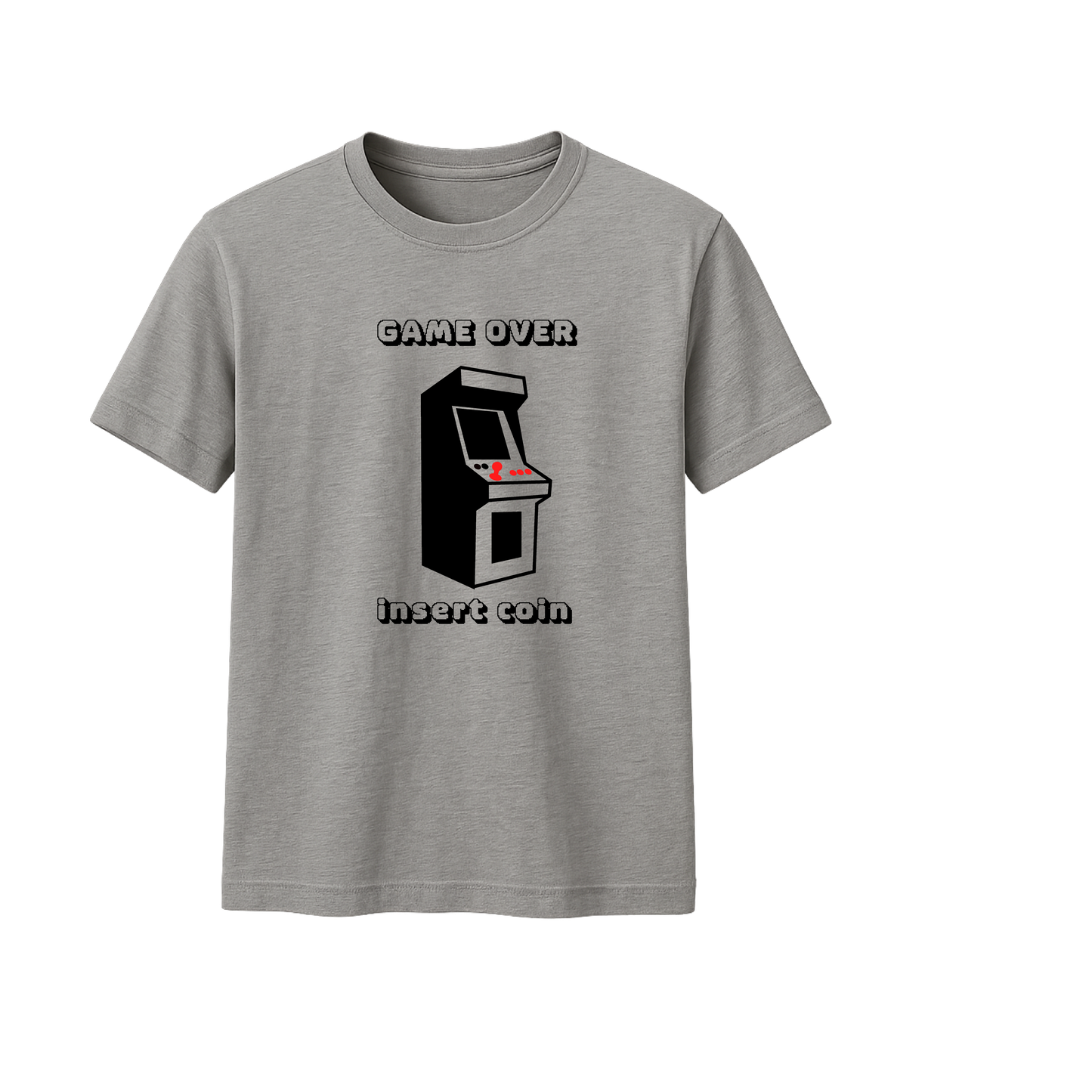 T-shirt preta "Game over" unissexo 190g, algodão, decote redondo