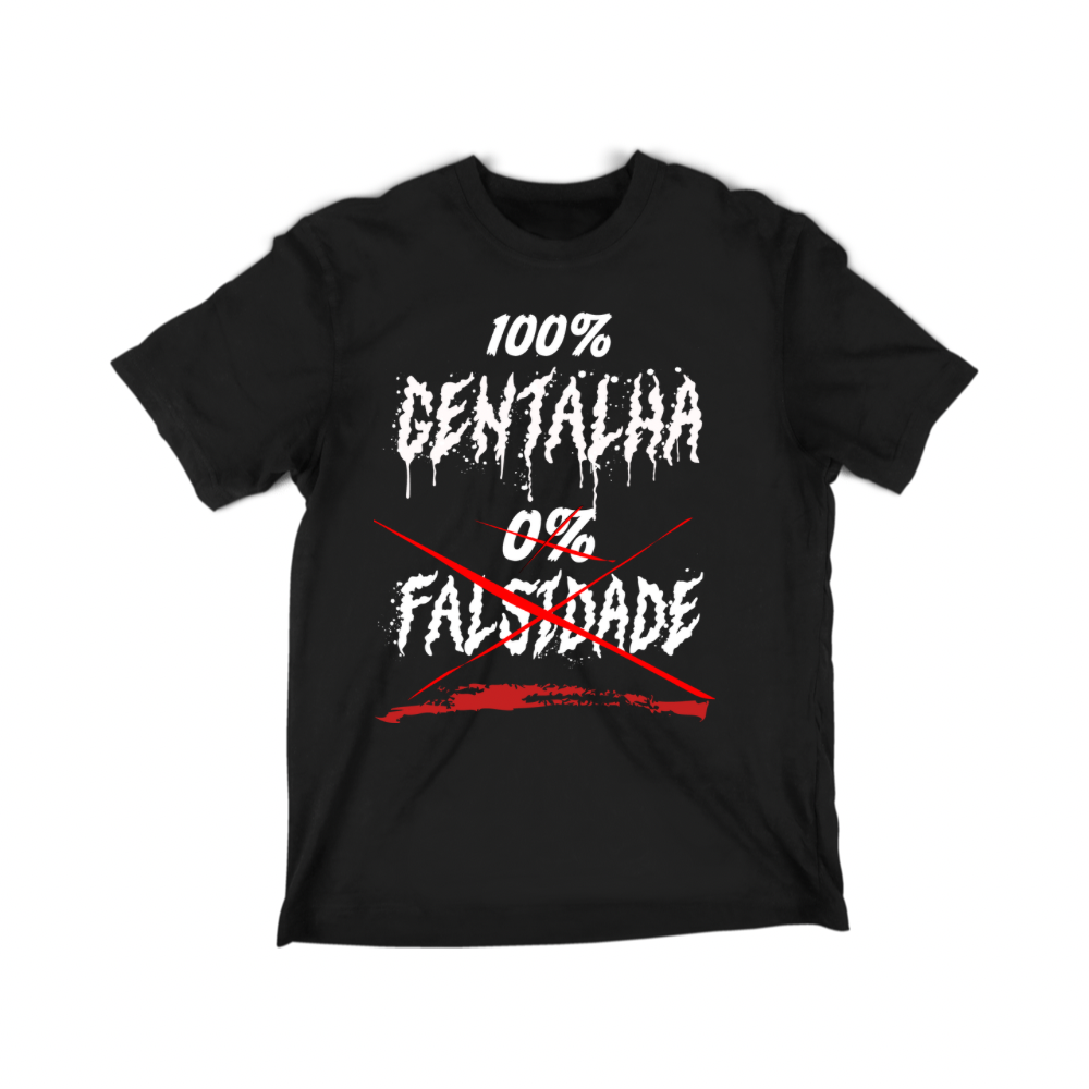 T-shirt preto ou branco , "100% gentalha, o% falsidade”, algodão, 190g