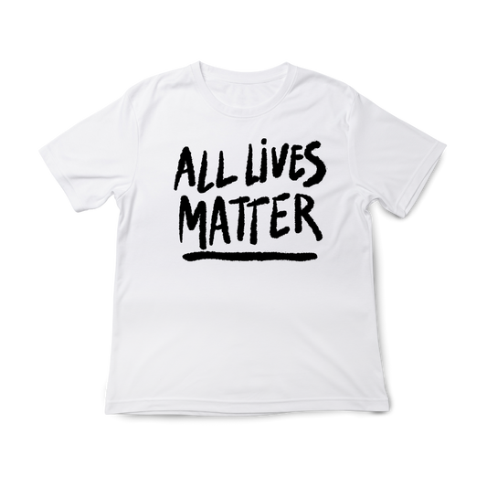 T-shirt regular ou oversize, cor preta e cor branca , "All lives matter", 100 % algodão