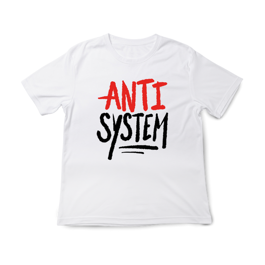 T-shirt regular ou oversize , preta ou branca "Anti system" 100% algodão