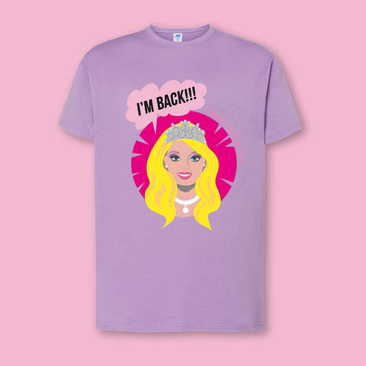 T-shirt preta com ilustração "barbie" de algodão 190g, impressão em DTF