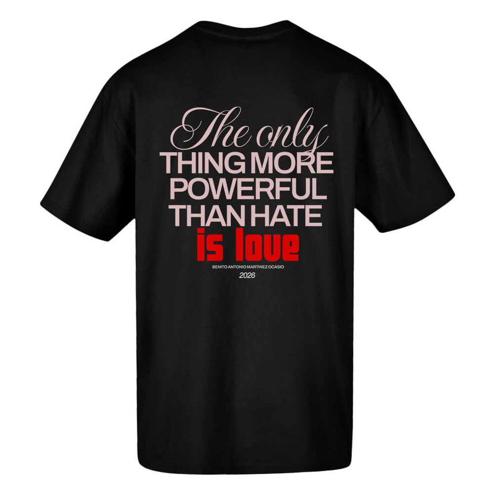 T-shirt "powerful of love" regular ou oversize preto ou branco , algodão
