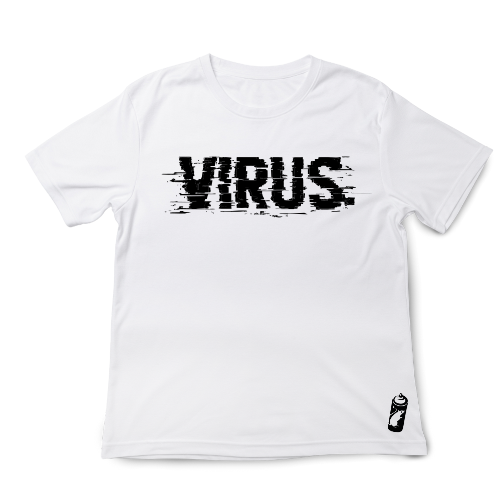 T-shirt regular ou oversize preta ou branca "Virus" 100% algodão