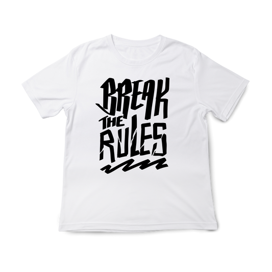 T-shirt regular ou oversize, preta ou branca "break the rules" 100% algodão