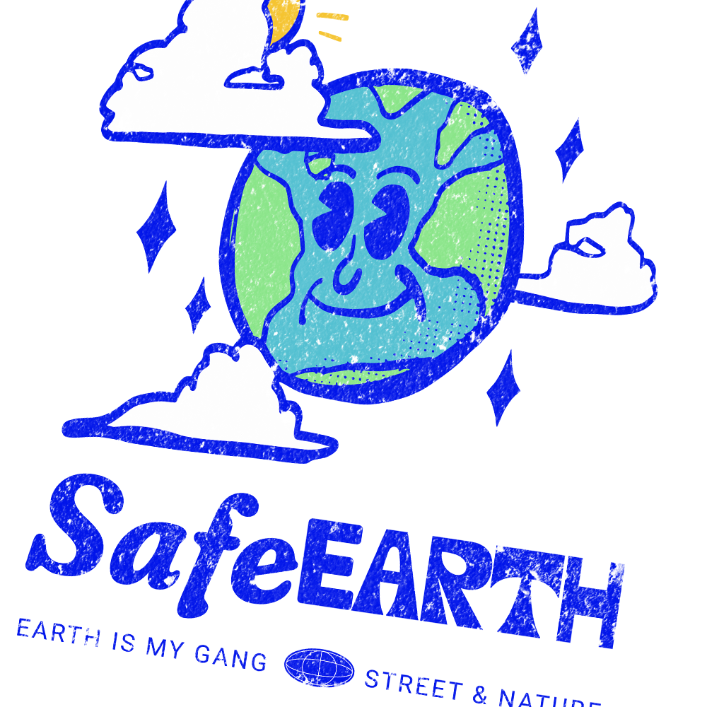 T-shirt branca "save earth" unissexo 190g, algodão, decote redondo