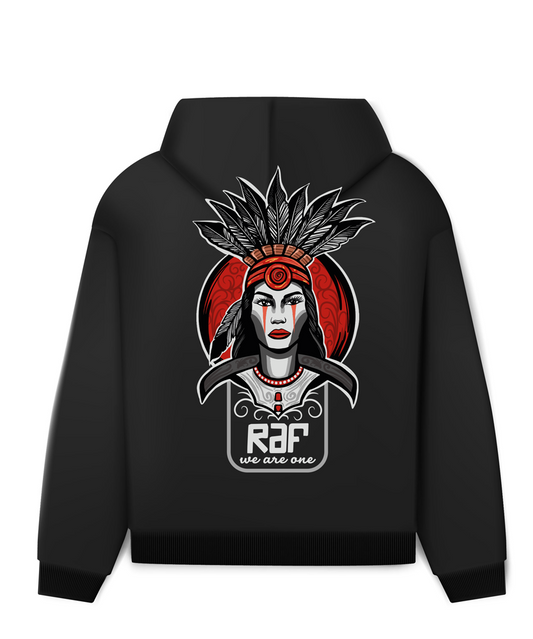 Black "Indigena" hooded sweatshirt