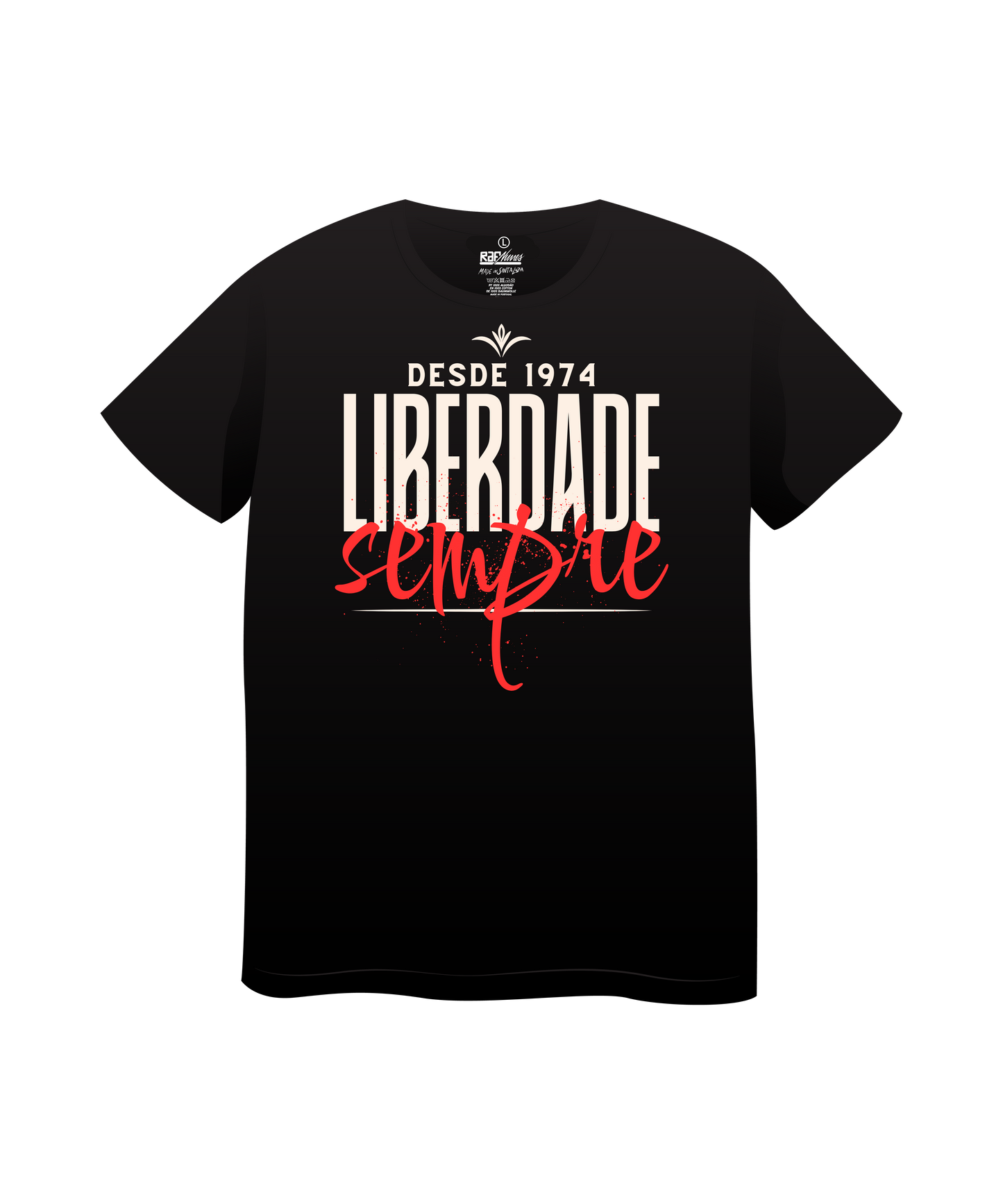 T-shirt preto ou branco , "Liberdade sempre", algodão, 190g
