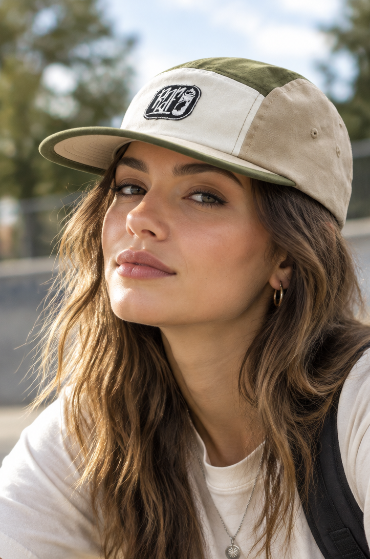 Boné 5 Panel RafNunes – Olive & Sand