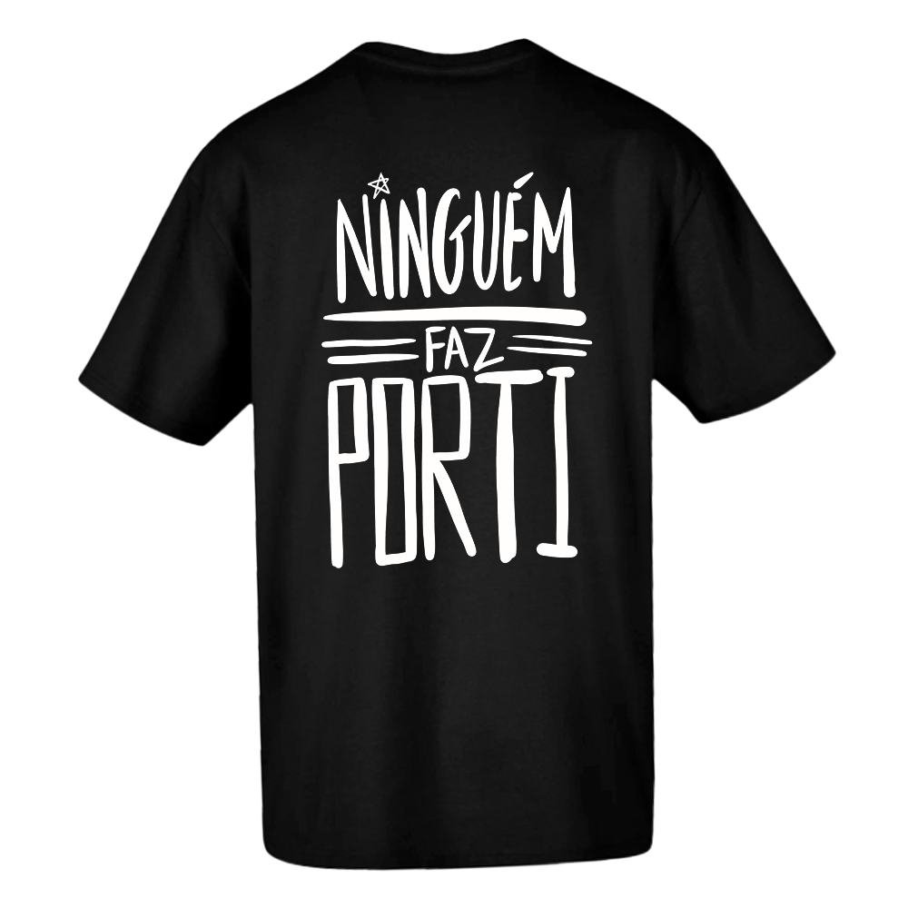 T-shirt oversize preta ou branca , "ninguém faz por ti", algodão, 200g
