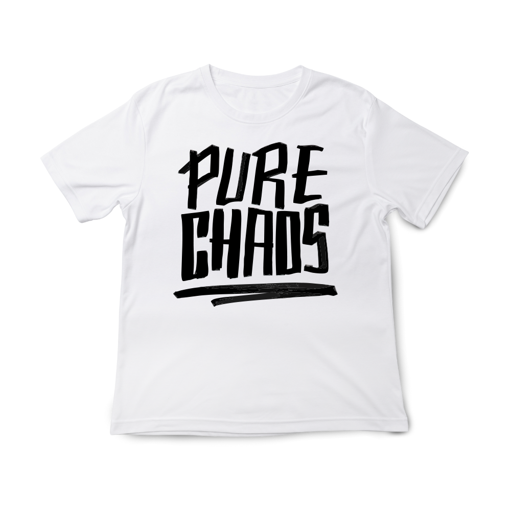 T-shirt regular ou oversize preto, branco , "pure chaos", 100% algodão