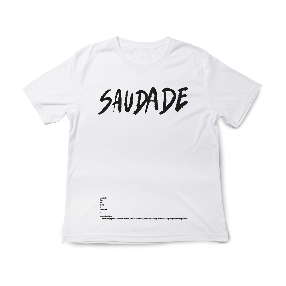 T-shirt regular ou oversize , branca ou preto "saudade", 100%  algodão