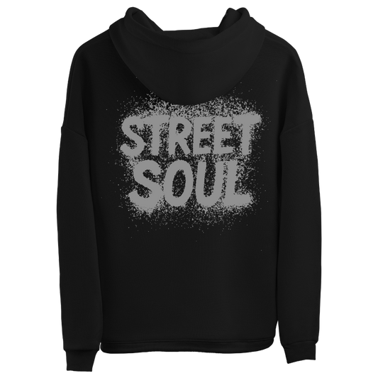 Sweatshirt preta "street soul", Portugal, unissexo com capuz - 320 g/m2, 50% algodão, 50% poliéster