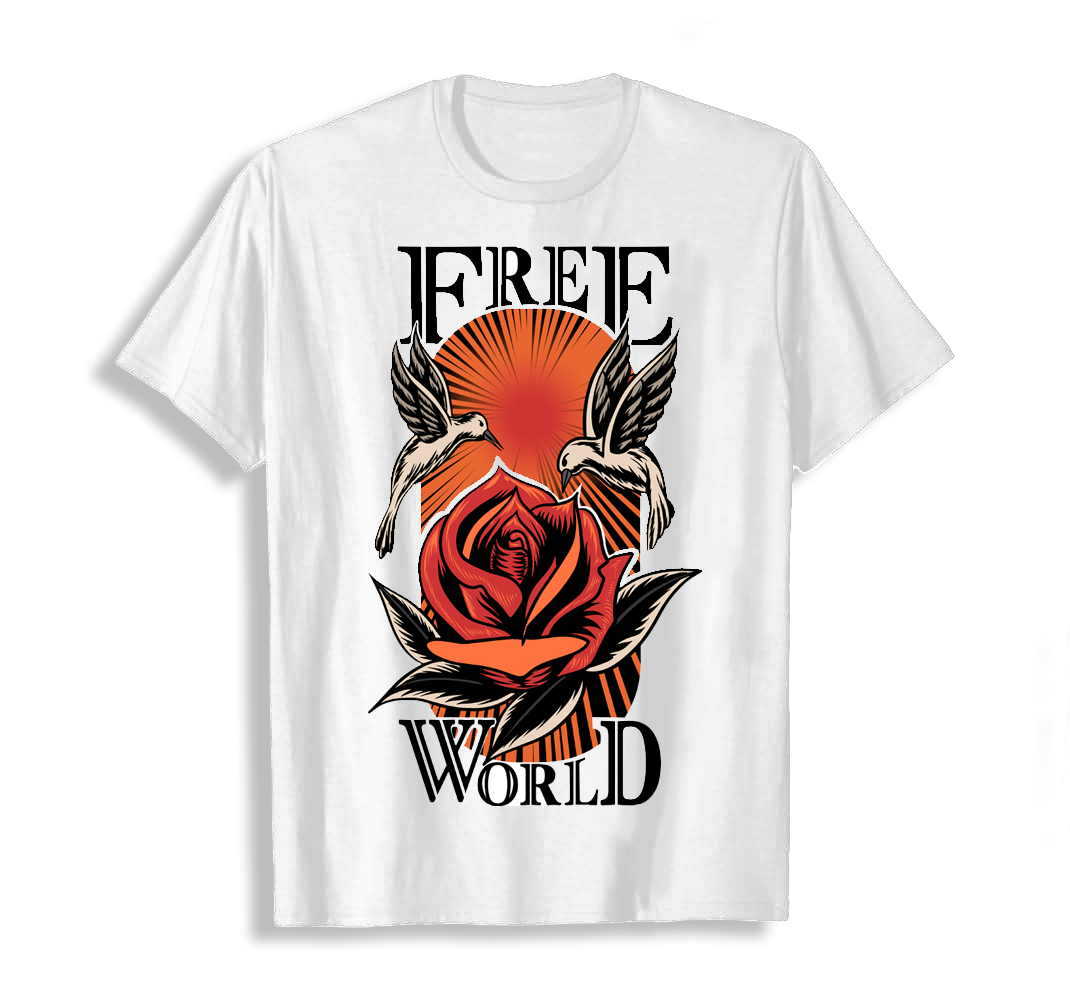 T-shirt branca  "free world"