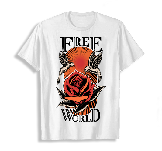 T-shirt branca  "free world"